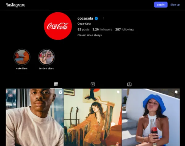 Головний акаунт Coca Cola в Інстаграм.